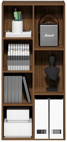 Furinno Luder 7-Cube Book Shelf, Bookshelf, Bookcase, Warm Walnut