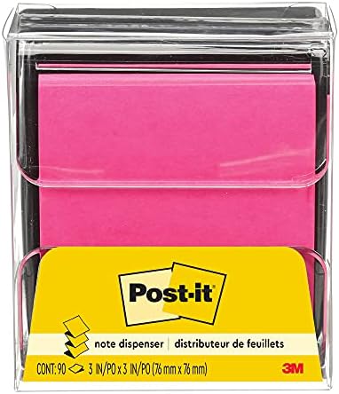 Post-It Pop-up Notes Dispenser, 3x3 in, Black Base Clear Top, Pack Includes a 45-Sheet Pad (WD-330-BK) (Pack of 6)