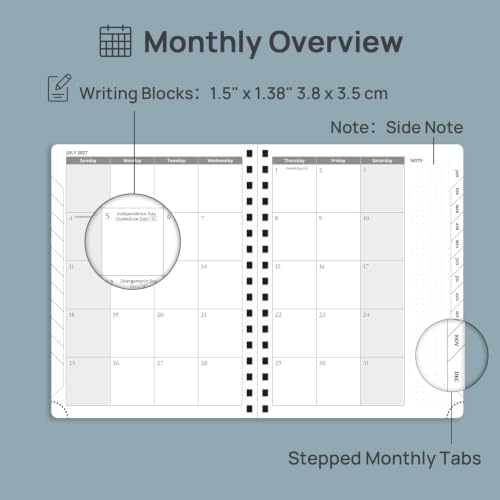 POPRUN 2027 Planner, 6.5'' x 8.5'', Weekly and Monthly Daily Calendar Book