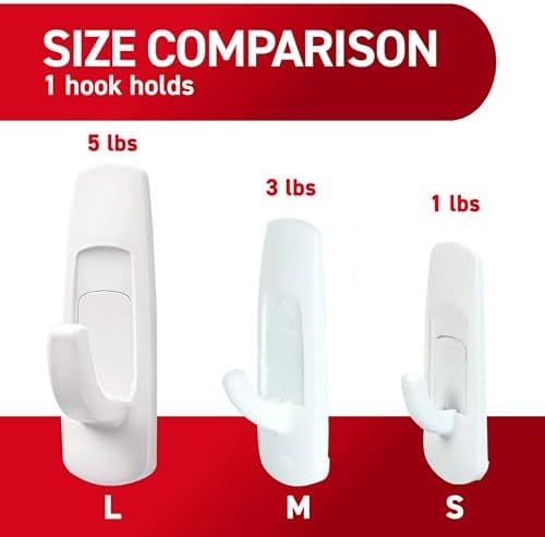 Command Large Utility Hooks, 7-Hooks, 12-Strips, Organize Damage-Free