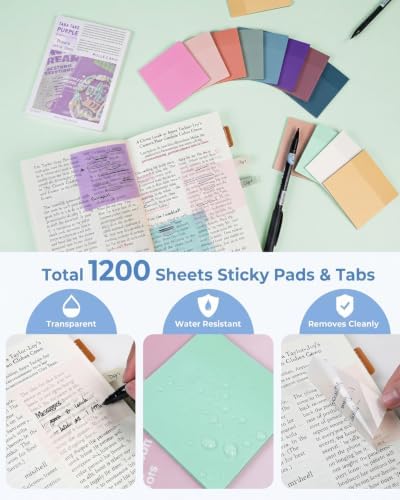 Nicpro 57 PCS Book Annotation Kit with Pen Case, Bible Study Supplies, Pink