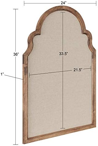 Kate and Laurel Hogan Farmhouse Framed Arch Fabric Pinboard, 24 x 36, Natural Rustic, Decorative Bulletin Board for Wall