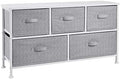 Amazon Basics Extra Wide Fabric 5-Drawer Storage Organizer Unit for Bedroom Closet, White