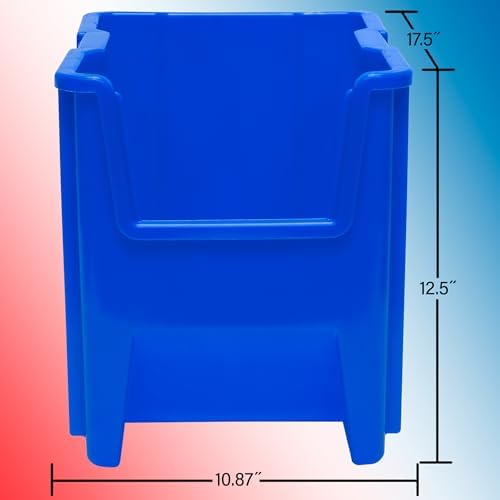 Akro-Mils Stak-N-Store Stackable Storage Bins, 17.5"x11"x12.5", Clear, 4-Pk