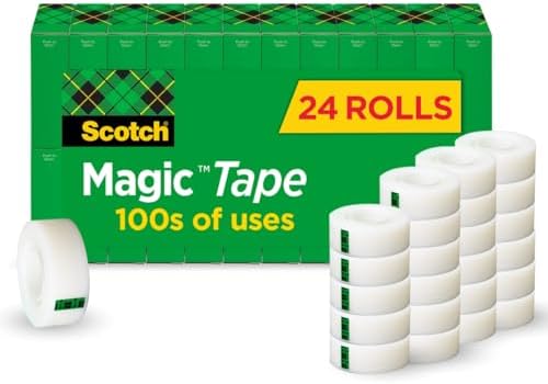 Scotch Magic Tape, Invisible, Home Office Supplies and Back to School Supplies for College and Classrooms, 24 Rolls