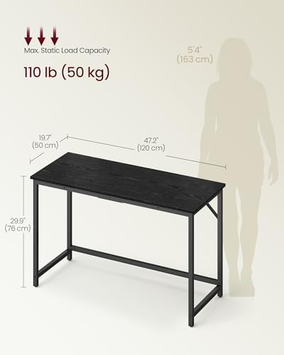 VASAGLE Computer Desk, Steel Frame Gaming Desk for Home Office, 47.2 Inch