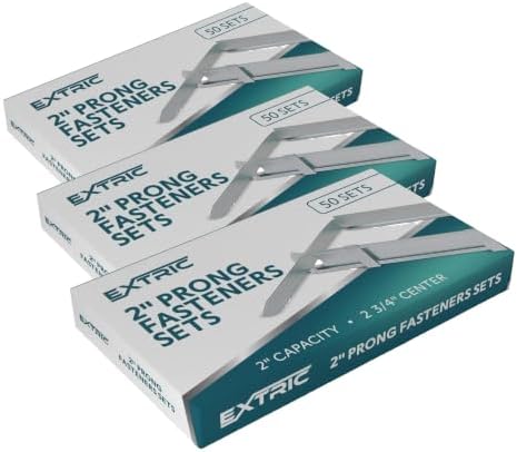 Prong Paper Fasteners, 2" Capacity Fasteners, 2.75" Base, 50 Complete Base Set Paper Fastener Prong Fasteners (Pack of 3)