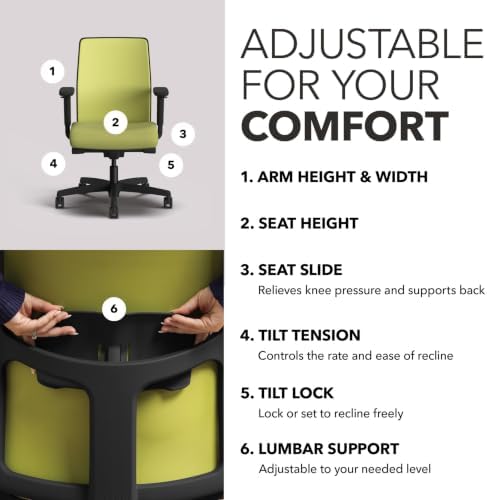 HON Ignition 2.0 Low Back Ergonomic Office Chair, Desk Chair, Pear