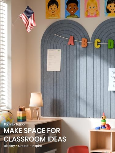 Large Arched Felt Bulletin Board 47.2''×25.5'', Dusty Blue