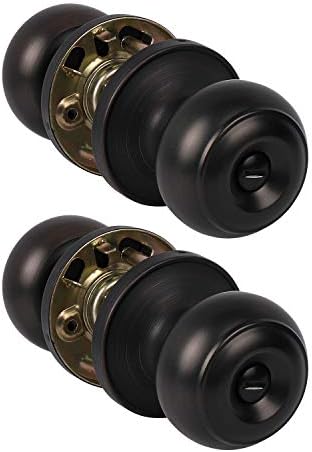 KNOBWELL Oil Rubbed Bronze Door Knobs Interior, 2 Pack Privacy Door Knob Stainless Steel Door Knob for Bathroom or Bedroom, Inrerior Door Knob Lock Set