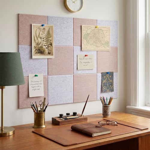 Tranqun 12 Pack Large Cork Board Alternative 48" x 36" Felt Bulletin Board Sound Absorbing Pin Boards for Walls with Adhesive Tabs Pushpins for Home Office Classroom Decor Photo Display