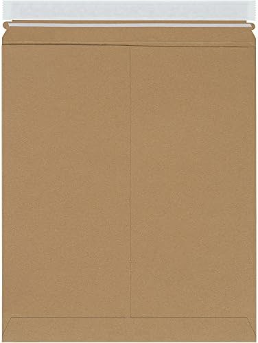 Top Pack Supply 12 3/4 x 15' Stayflats Brand Rigid Flat Mailers, Kraft (Pack of 100) Photo Document Mailers, Peel & Seal Closure, Tear Strip Easy Opening.