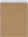 Top Pack Supply 12 3/4 x 15' Stayflats Brand Rigid Flat Mailers, Kraft (Pack of 100) Photo Document Mailers, Peel & Seal Closure, Tear Strip Easy Opening.