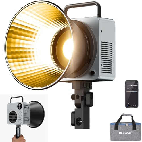 NEEWER 80W LED Video Light with 72Wh Battery & 100W PD Adapter APP/2.4G Control Portable Bi Color Mini COB Studio Continuous Output Lighting 25500lx/1m 2700-6500K 0-100% Dimming CRI95+ 13 Scene, HB80B