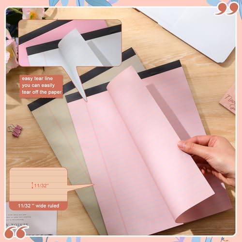 8.5'' x 11'' Colored Legal Pad Writing Wide Ruled, Assorted Colors, 8 Pcs