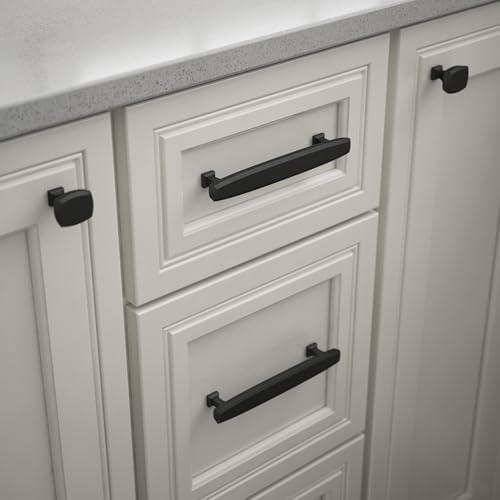 Franklin Brass 10 Pack Matte Black Cabinet Handles 5-1/16 inch (128mm) Kitchen Cabinet Handles and Drawer Pulls for Cupboards and Dressers |Beveled