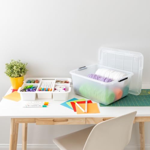 IRIS USA 18 Quart Clear Storage Organizer with Removable Dividers