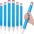 Tinlade 6 Pcs Wooden Jumbo Pencils for Prop, Funny Huge Blue Giant Pencil 14 Inch for Home and School Supplies, Kids, Preschoolers