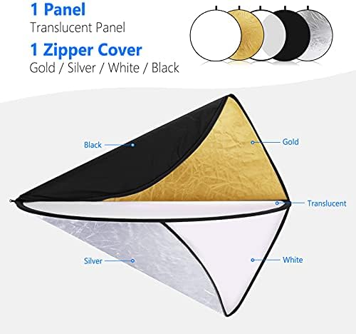 NEEWER 22 Inch/60 Centimeter Light Reflector Light Diffuser 5 in 1
