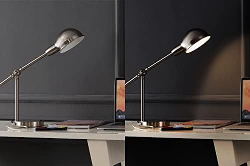 JONATHAN Y Curtis Task Lamp 20.25" Industrial Metal Adjustable USB, Nickel