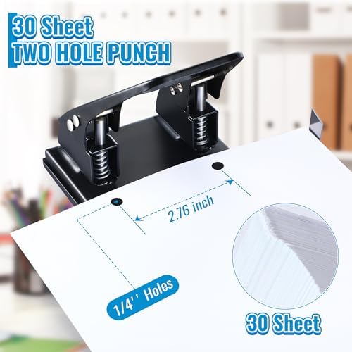 Dreyoo Two Hole Punch with 100pcs Paper Fasteners, 30 Sheet Capacity