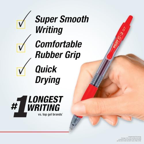 PILOT G2 Premium Rolling Ball Gel Pens, Fine Point 0.7mm, Red Ink, 14-Pack