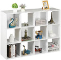 12 Cube Storage Shelf Organizer, Wood Bookshelf Organization Unit, Cube Shelves for Home Office Bedroom Living Room, White