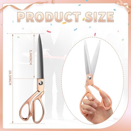 Amylove 3 Pcs 10.5'' Ribbon Cutting Scissors,Style1,Rose Gold