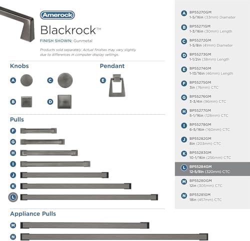 Amerock 12-5/8" Blackrock Gunmetal Drawer Pull