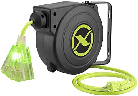 Flexzilla Retractable Extension 16/3 AWG 25' Electric Cord Reel, ZillaGreen, FZ8160253