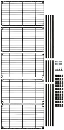Amazon Basics 5-Shelf Multipurpose Adjustable Steel Garage Shelving Unit, Storage Rack for Kitchen, 200 lbs Per Shelf, Easy Assembly, 13.4"D x 23.2"W x 60"H, Black