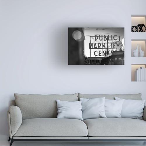 Wrapped Canvas Wall Art - Yale Gurney 'Pike Place Market' Wall Art for Living Room, Bedroom, or Office Décor - 12x19