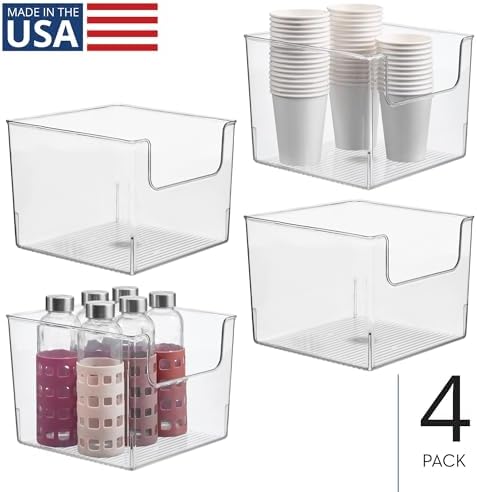 iDesign Open-Front Storage Bin, Set of 4, Clear