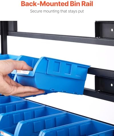 VEVOR 5-Tier Double-Sided Rolling Bin Storage Rack, 68 Plastic Bins, Dual-Sided Parts Organizer with Wheels, Mobile Tool Organizer for Garage, Warehouse, Office, Restaurant, Classroom, Kitchen