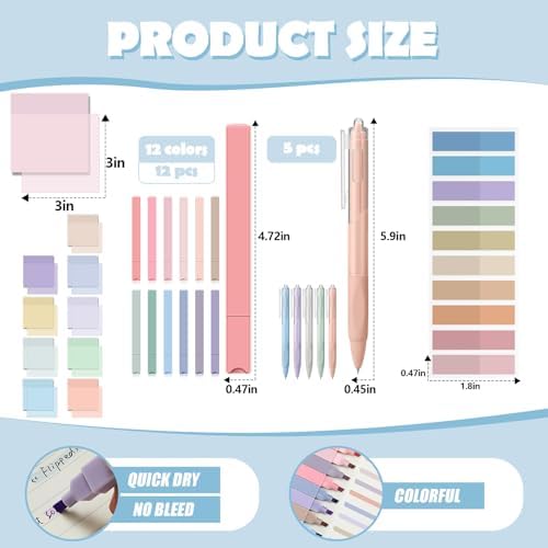 Jutom 39 Pcs Aesthetic Book Annotation Kit,Purple,Cute Style