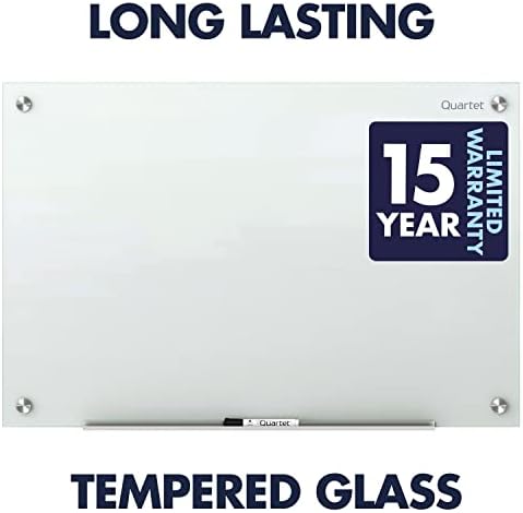 Quartet Magnetic Glass Dry Erase White Board, 24''W x 18''H Whiteboard, Infinity Frameless Mounting, White Surface (G2418W)