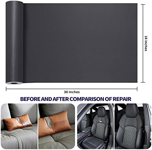 Leather Repair Patch Tape Kit, Self Adhesive Leather Repair for Furniture, Couch, Sofa, Car Seats,Office Chair,Vinyl Repair Kit.30inx16in
