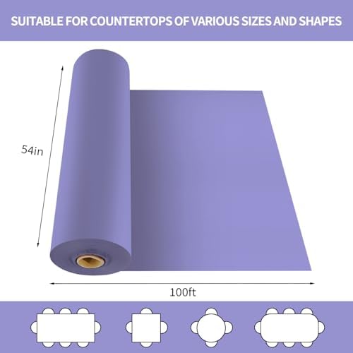 CXPSINC 54 Inch X 100 Feet Plastic Table Cover Roll Disposable Tablecloth with Slide Cutter for All Type/Shape Tables | Party, Banquet, Birthdays, Weddings(Purple, 100 Feet)