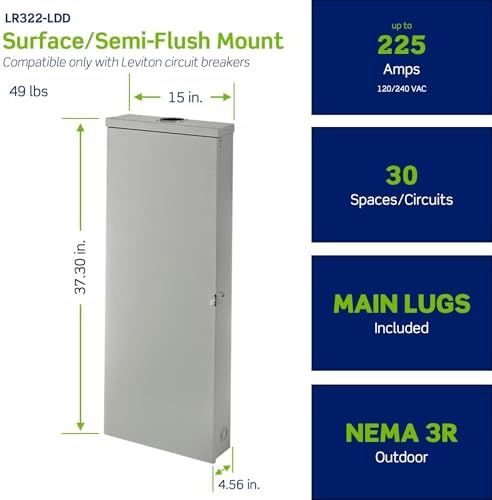 Leviton 30 Space Outdoor Load Center with Main Lugs, LR322-LDD