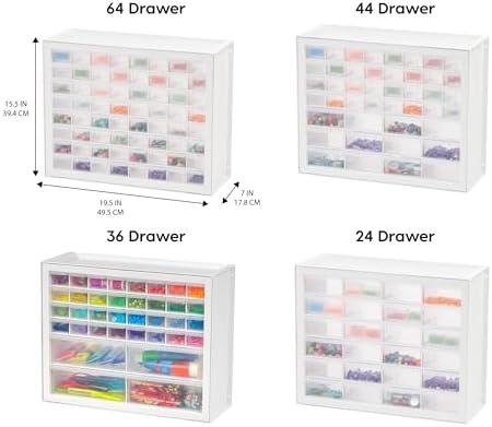 IRIS USA 36-Drawer Storage Cabinet, Bead Craft Supplies, Made in USA, White