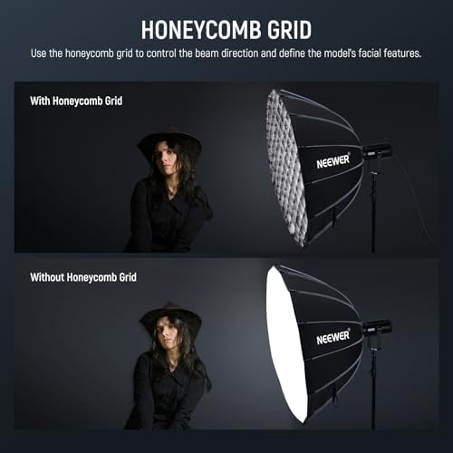 NEEWER Parabolic Softbox Kit, 47.2" Bowens Mount Soft Box with Light Diffusers for Studio Photography Video Recording Streaming Lighting Compatible with Aputure 120d Compatible with Godox SL60w, NS73P