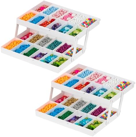 IRIS USA 2-Tier Drawer Organizer |Made in USA| 22 Dividers (2-Pack) - White