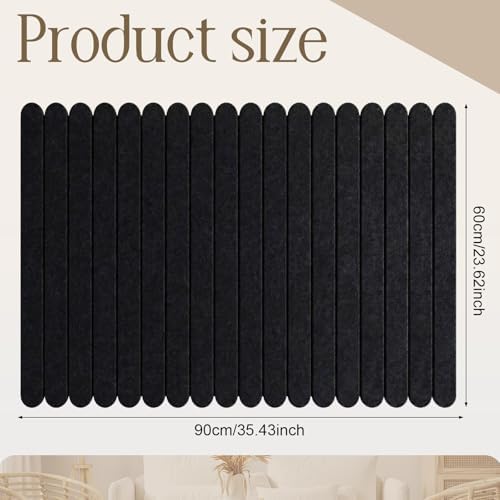 Yookeer Large Scalloped Felt Bulletin Board 36'' x 24'' Cork Board Alternative for Office Wall Decor 6 Pack with 25 Safe Removable Adhesive Tabs Push Pin, Felt Pin Boards for Home Office(Black)