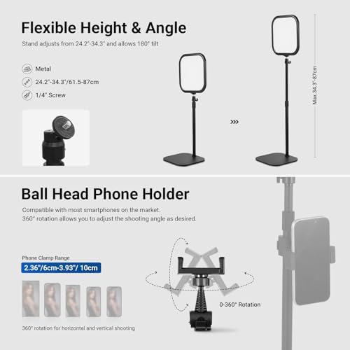 NEEWER Basics 2 Pack 10.8" Video Conference Lighting with Desk Stands/Phone Holders, 15W Bi Color Edge Lit Full Screen Light CRI95+ for Computer Laptop Webcam Zoom Calls Streaming Recording, L220