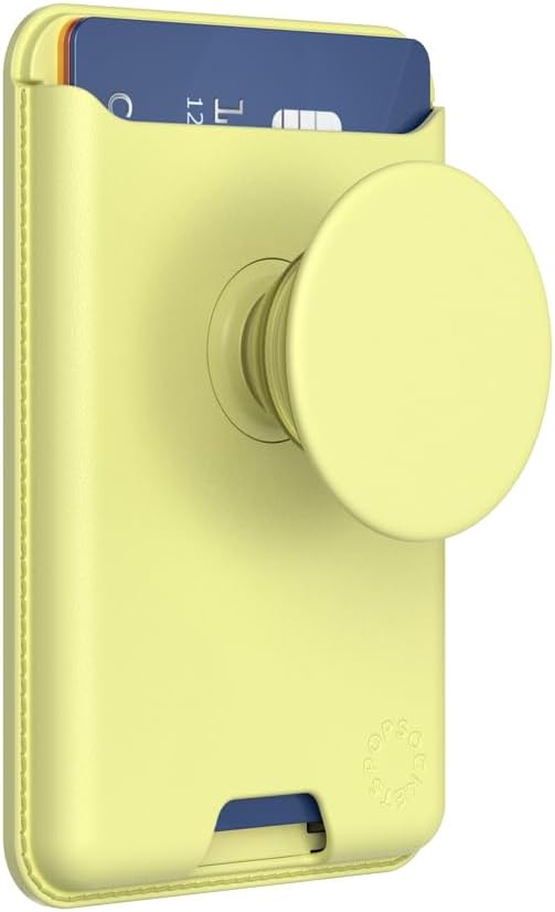 PopSockets Phone Wallet for MagSafe with Grip- Butter Yellow | PopWallet, Holds 3 Cards, Magnetic, Removable, Secure, Yellow, Butter, Electronic Accessories, For iPad/Kindle/iPhone/Android
