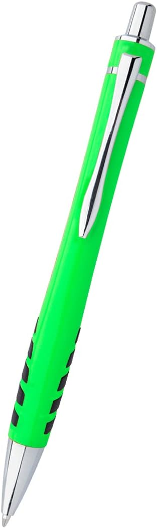 ExpressDesigns™ - Your Name or Imprint on our Custom Printed Addison Ballpoint Pen - Rubber Grip For Writing Comfort And Control, black ink, medium point - 12 Pack (Neon Green)