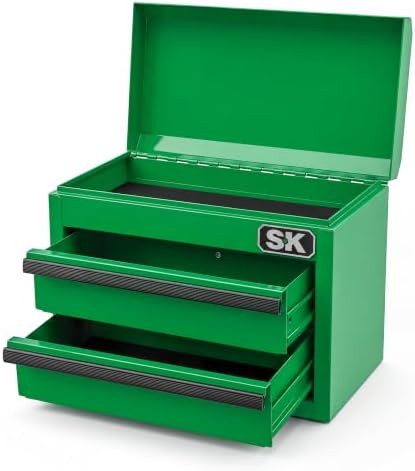 SK Mini Metal Tool Box with 2 Drawers, 10.8" Small Steel Toolbox Chest