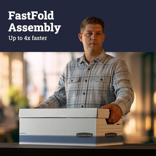 Bankers Box 12-Pack Medium-Duty File Storage Boxes, 24in Legal, FastFold