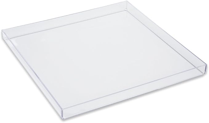 Clear Acrylic Organizer Tray, 12 x 12 Low-Profile Display & Vanity Tray – BPA-Free, Bathroom, Desk, Decor & Serving (Dry Use Only) - Made in USA