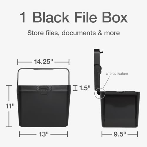Pendaflex Portable File Box, Letter Size, 14.25" x 9.25" x 11", Black